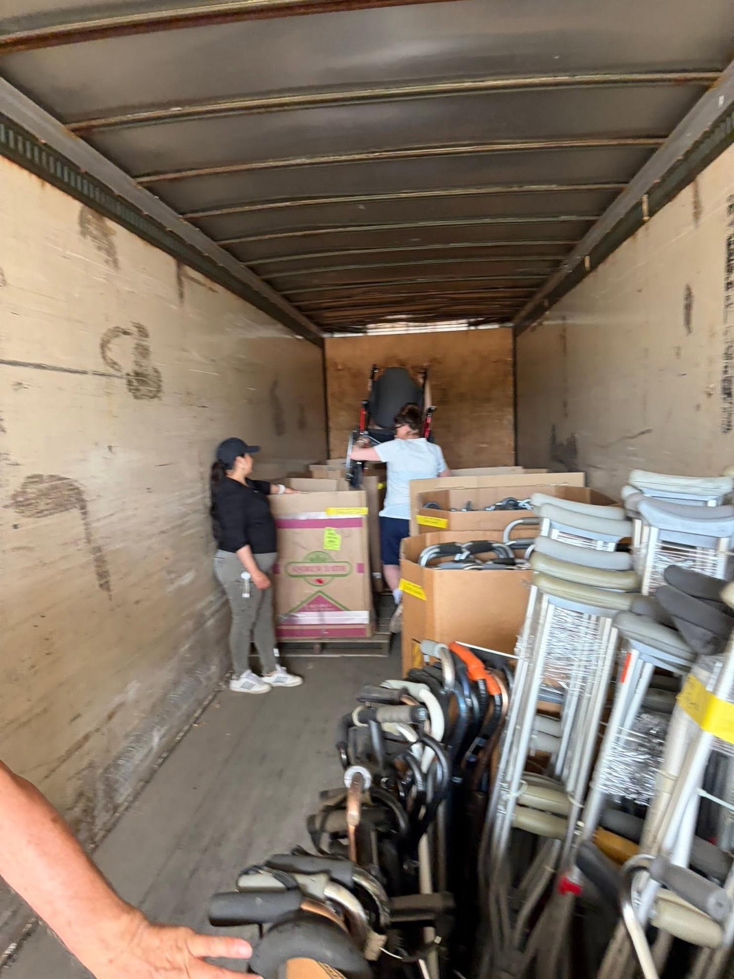 Moving items out of the storage trailer