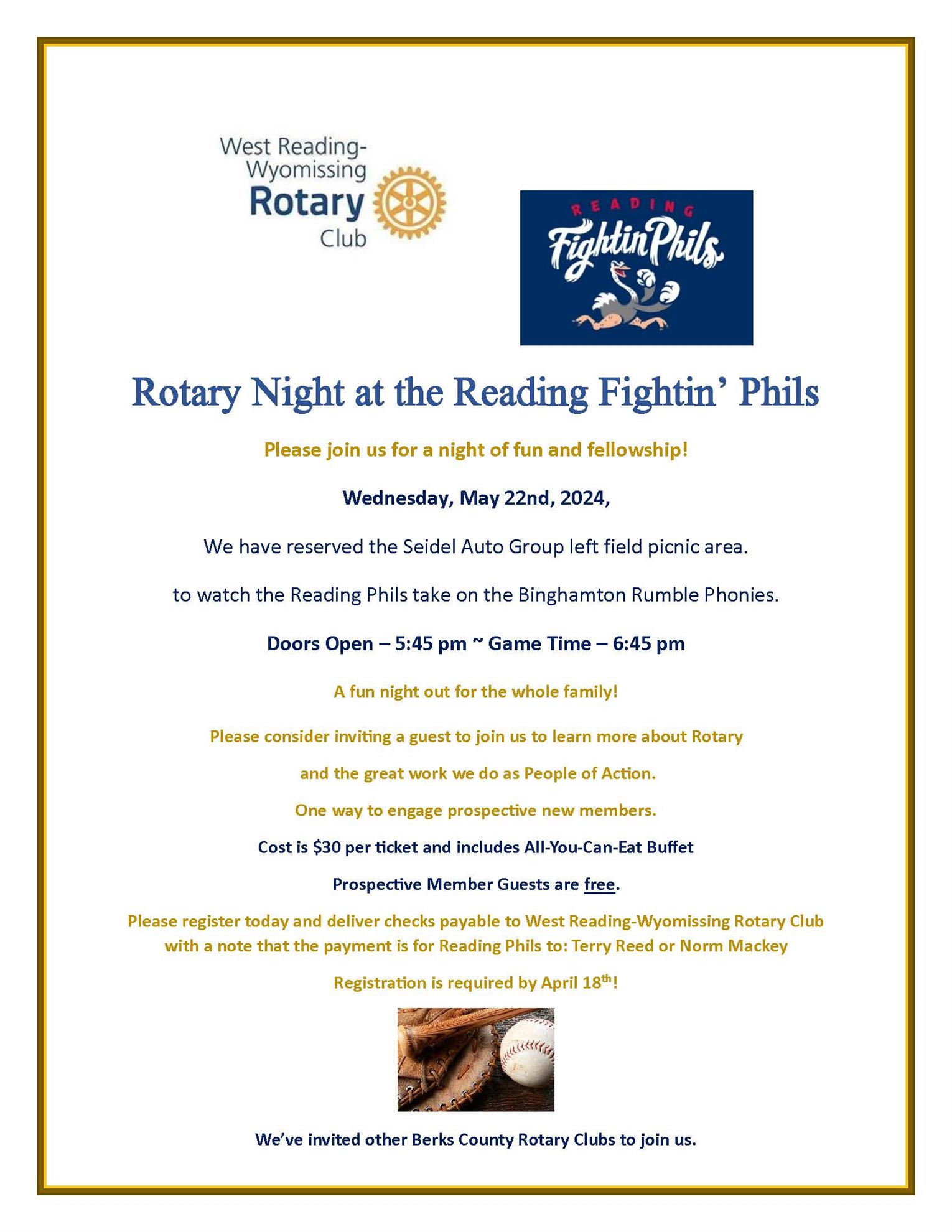 Reading Phillies game with Berks County Rotarians
