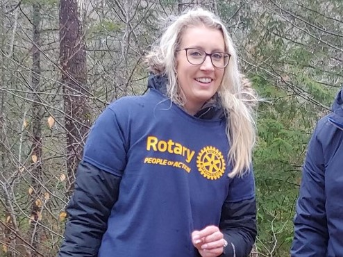 Rotarian Jessica Putnam during Trash Pickup Earth Day 2018
