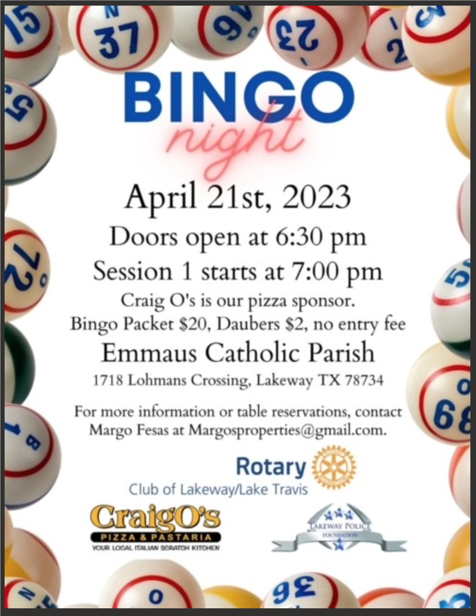 Bingo Night - April 21 | Rotary Club of Lakeway/Lake Travis