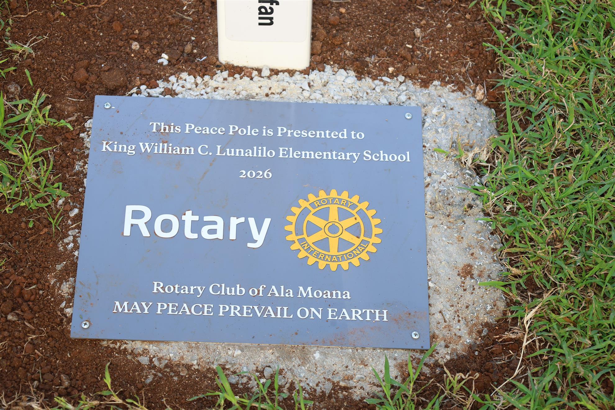 Rotary Peace Pole at King William C. Lunalilo Elementary School