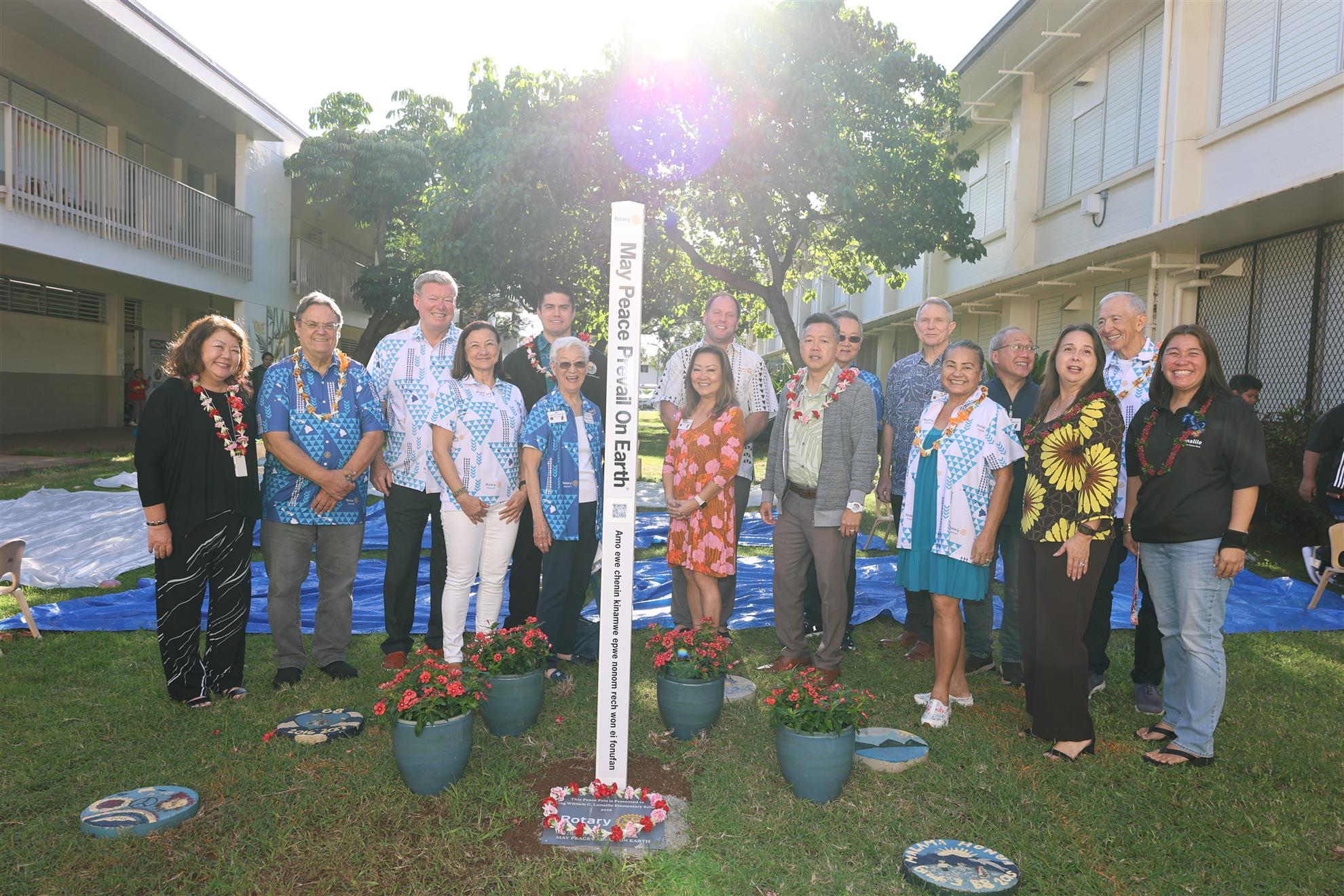Rotary Peace Pole Dedication at Lunalilo Elementary School