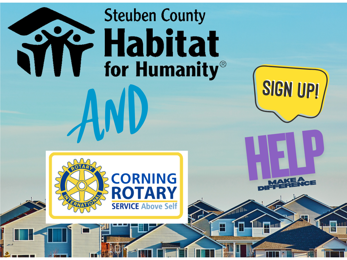 Corning Rotary Volunteer Session at Habitat for Humanity 8/1/26 8:30 a.m. - noon