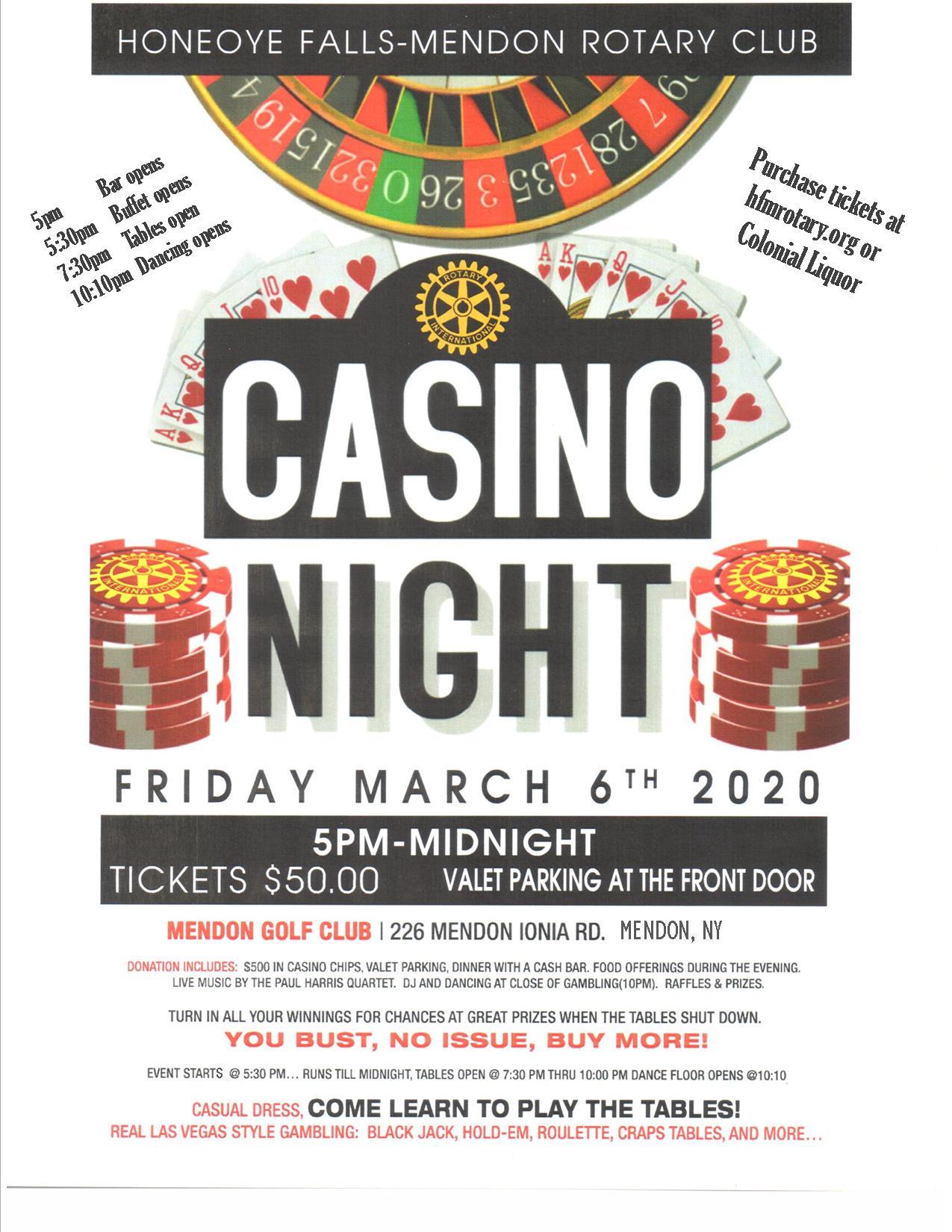 2020 Casino Night Poster | Rotary Club of Honeoye Falls-Mendon