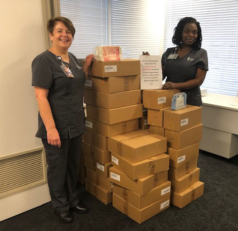 Boxes of cosmetics donated for the-SAN frontline workers-May 2020.
