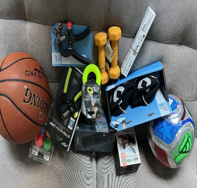 A group of objects on a couchAI-generated content may be incorrect.