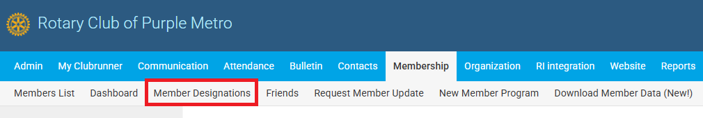 Click Member Designations in the top menu