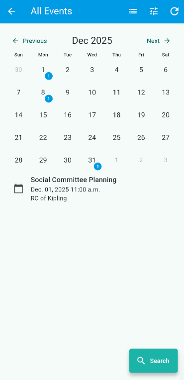 You will see all events in your area