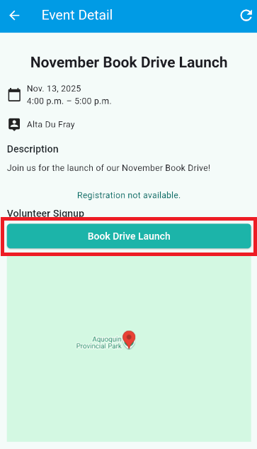 Tap the volunteer signup link