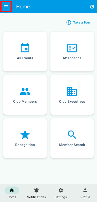 Tap the menu in the top left-hand corner