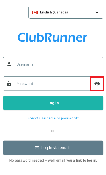 Tap Eye icon to verify password