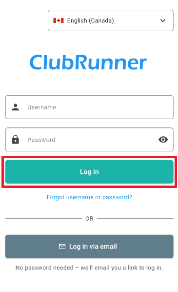 Tap the Log In button after entering your credentials