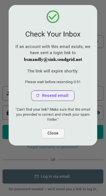 Check your email for the login link