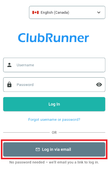 Log In Via Email button