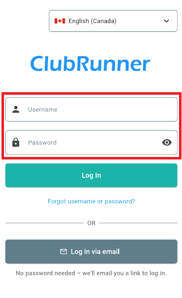 Enter login credentials