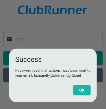 Confirmation of the password reset email