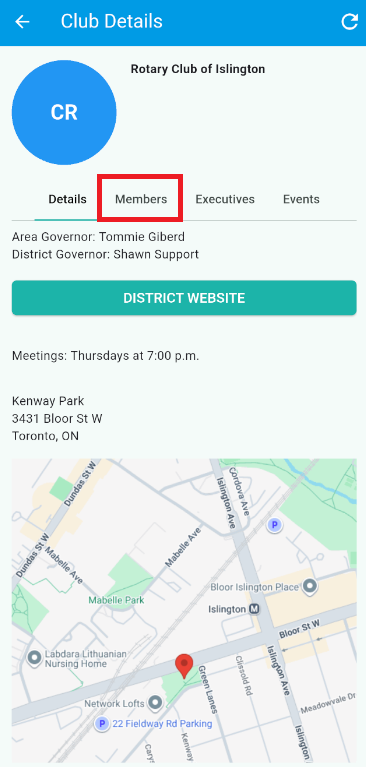 Tap on the Members tab