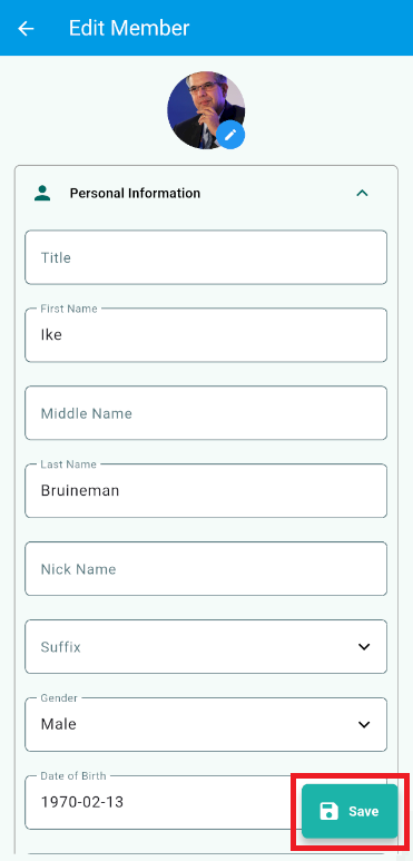 Make changes to the profile and tap Save