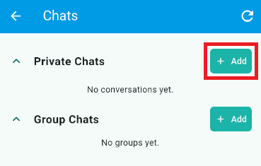 Tap Add button next to Private Chats