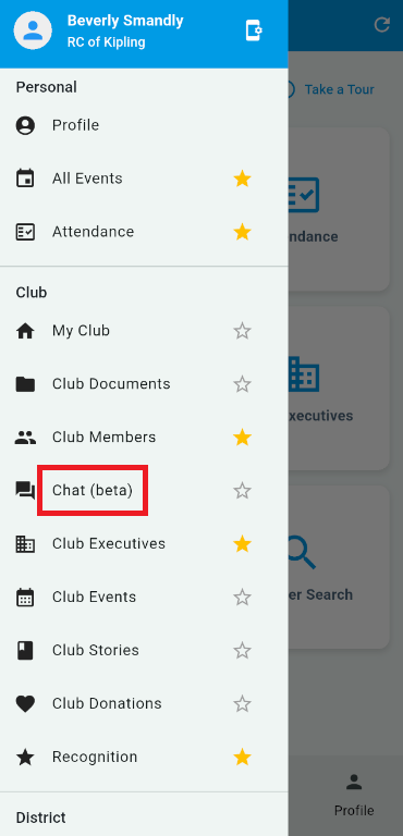 Tap Chat Beta button