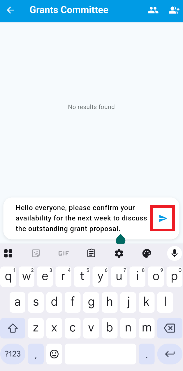 Enter the message to the group and tap the send icon