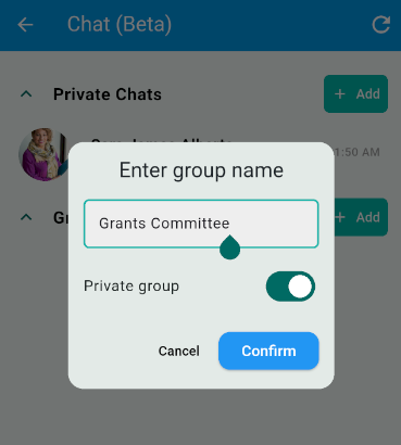 Enter a name for the group chat and tap confirm