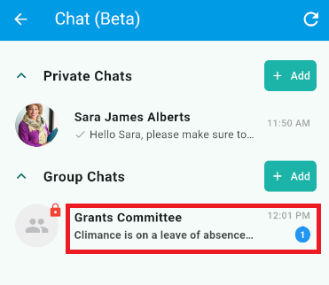 Tap the message of the group chat you wish to manage members for