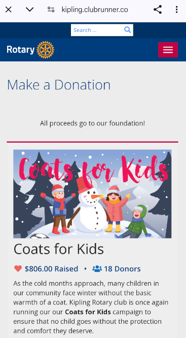 Example of Donations page