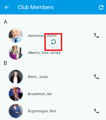 Touch and drag down from the top of the app to refresh