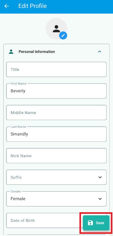 Edit profile and tap Save
