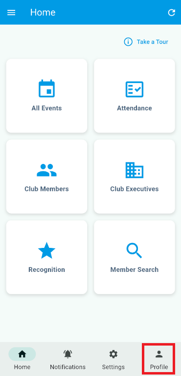 Tap the profile button