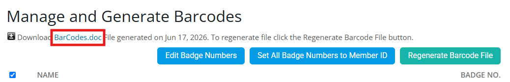 Click Barcodes.doc to download the barcodes