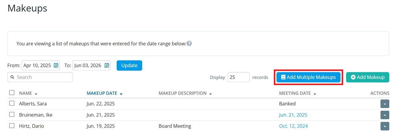 Click Add Multiple Makeups
