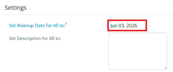 Select a date for all of the makeups