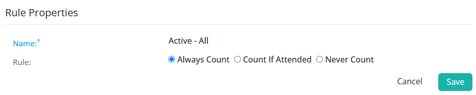 Select an attendance rule and click Save
