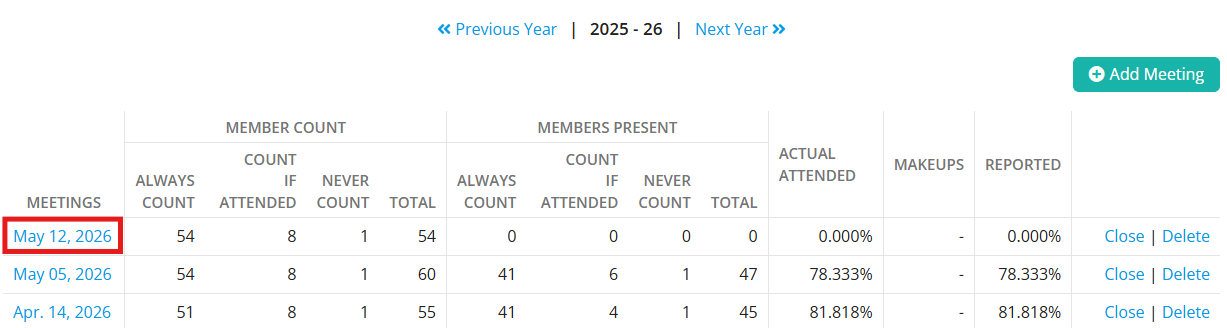 Click the meeting date