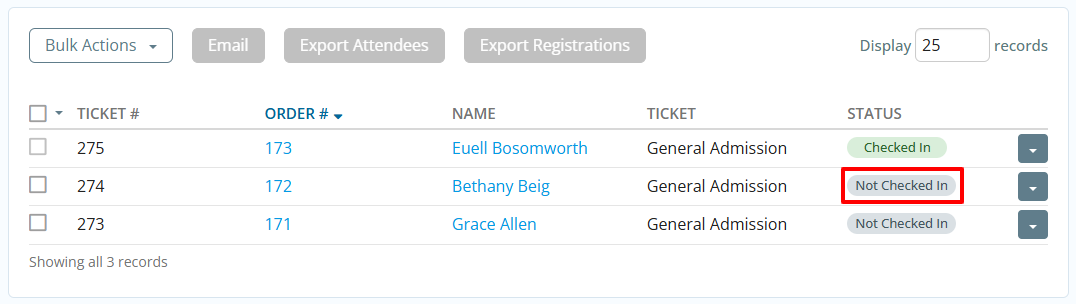 Cloud event attendee check in
