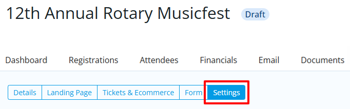 Cloud event settings