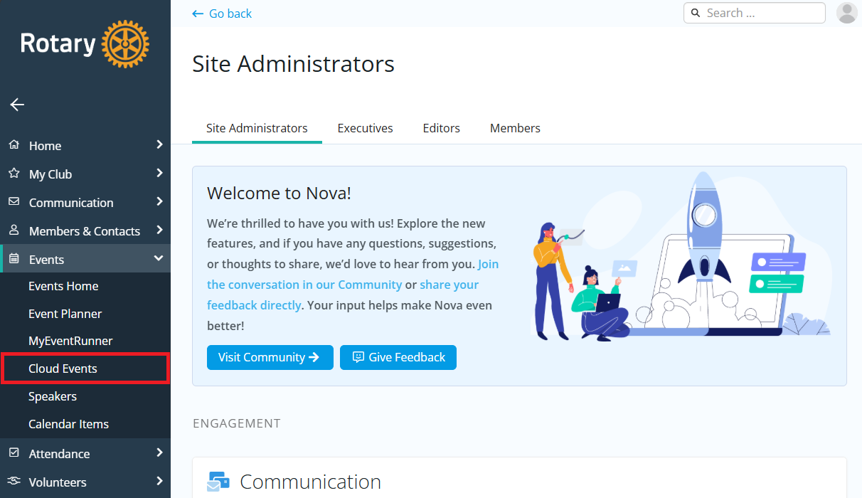 Click Events and then Cloud Events on the left-hand menu