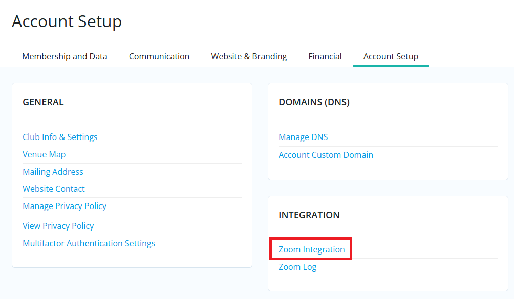 Click Zoom Integration button