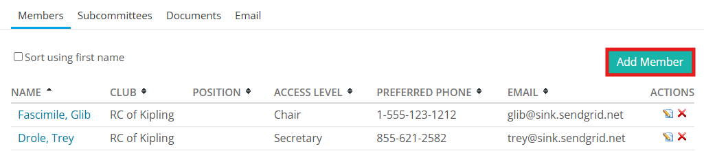 Click the Add Member Button