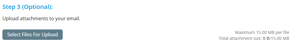 Click Select Files for Upload to add an attachment