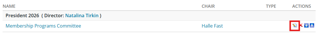 Click the pencil icon to the right-hand side of the committee name