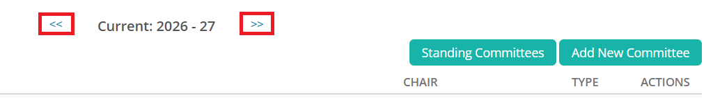 Navigate to other years' committees with the arrow buttons