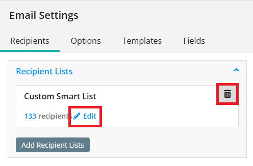 Edit or remove a recipient list