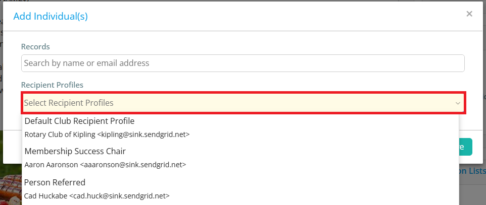 Choose a created Recipient Profile