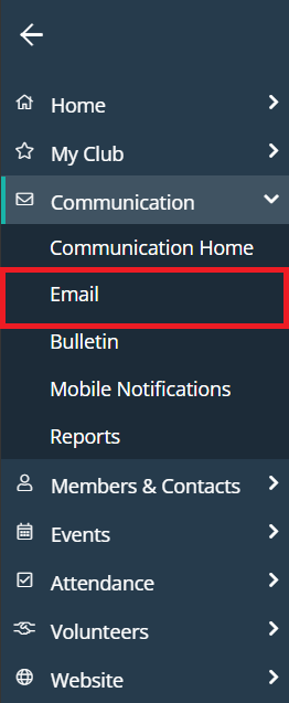 Click Email in left-hand side menu