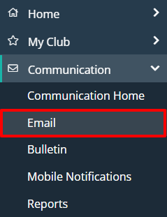 Email communication menu item
