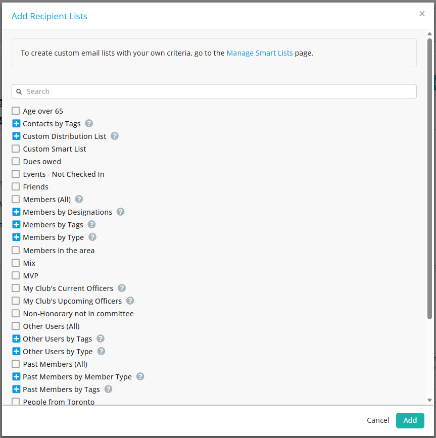 Email add recipient lists