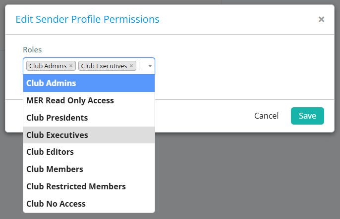 Select which roles can use this sender profile